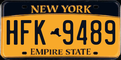 NY license plate HFK9489