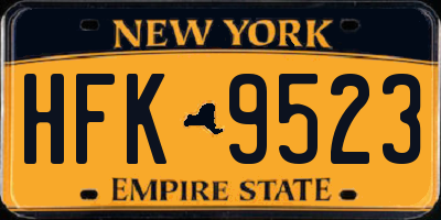 NY license plate HFK9523