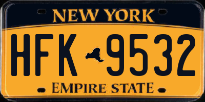 NY license plate HFK9532