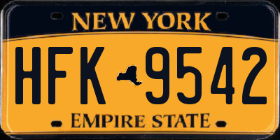 NY license plate HFK9542
