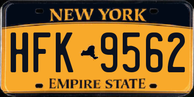 NY license plate HFK9562