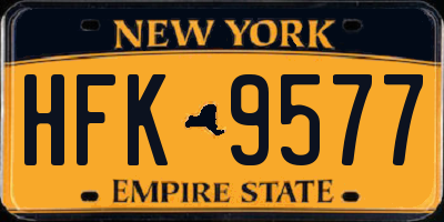 NY license plate HFK9577