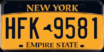 NY license plate HFK9581