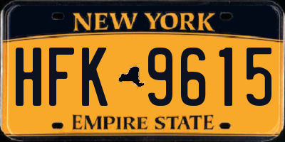 NY license plate HFK9615