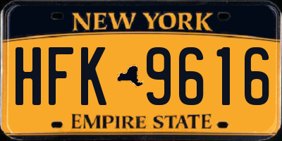 NY license plate HFK9616