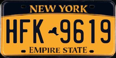 NY license plate HFK9619