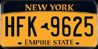 NY license plate HFK9625