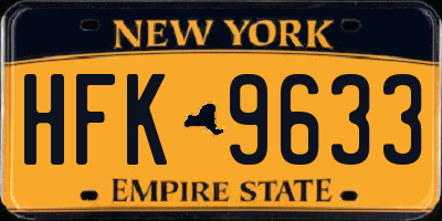 NY license plate HFK9633