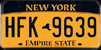 NY license plate HFK9639