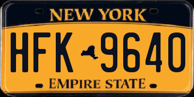 NY license plate HFK9640