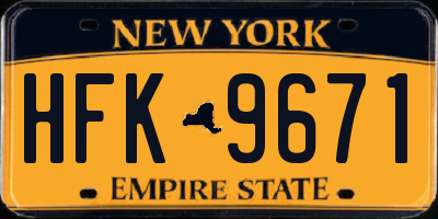 NY license plate HFK9671