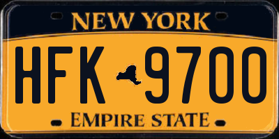 NY license plate HFK9700