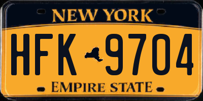 NY license plate HFK9704
