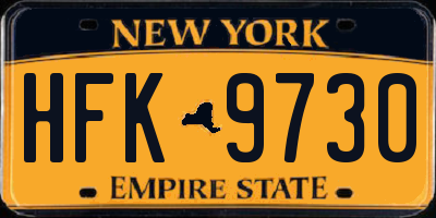 NY license plate HFK9730