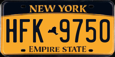 NY license plate HFK9750