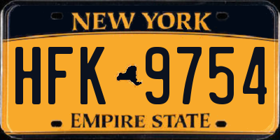 NY license plate HFK9754
