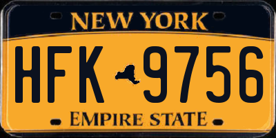 NY license plate HFK9756