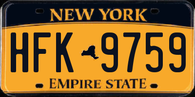 NY license plate HFK9759