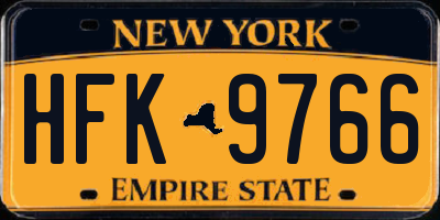 NY license plate HFK9766