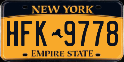 NY license plate HFK9778