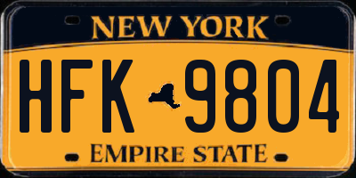 NY license plate HFK9804