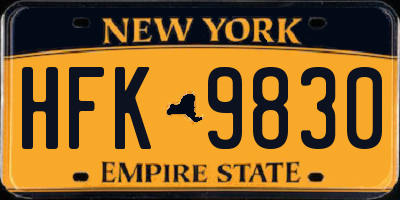 NY license plate HFK9830