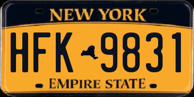 NY license plate HFK9831