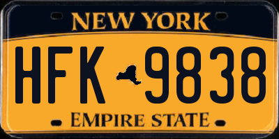 NY license plate HFK9838