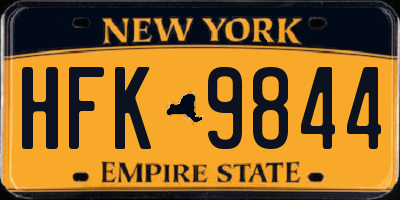 NY license plate HFK9844