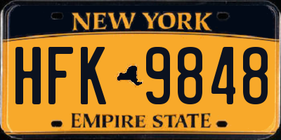 NY license plate HFK9848