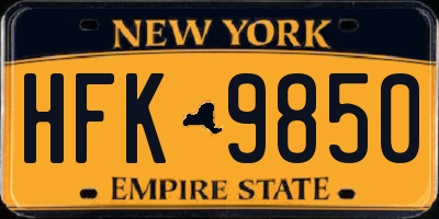 NY license plate HFK9850