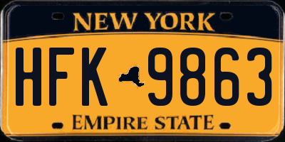 NY license plate HFK9863