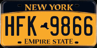 NY license plate HFK9866
