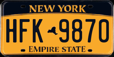 NY license plate HFK9870