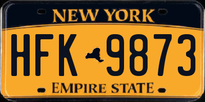 NY license plate HFK9873