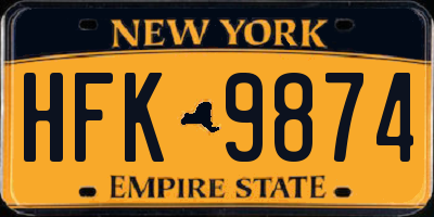 NY license plate HFK9874