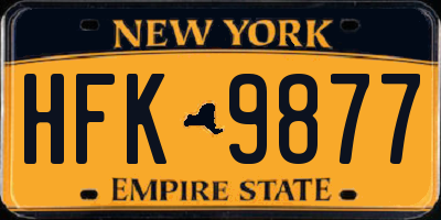 NY license plate HFK9877