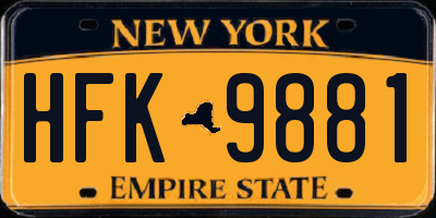 NY license plate HFK9881