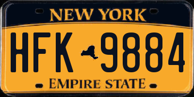 NY license plate HFK9884