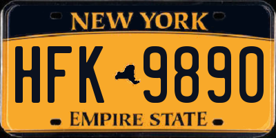 NY license plate HFK9890