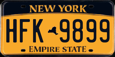 NY license plate HFK9899