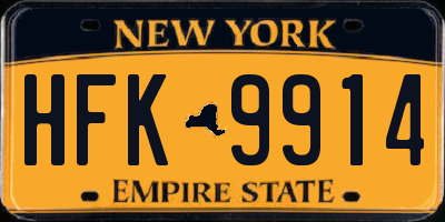 NY license plate HFK9914