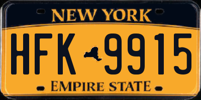 NY license plate HFK9915