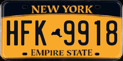 NY license plate HFK9918