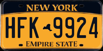 NY license plate HFK9924