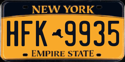 NY license plate HFK9935