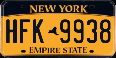 NY license plate HFK9938