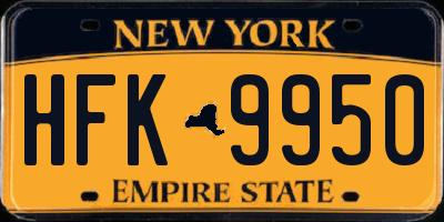 NY license plate HFK9950