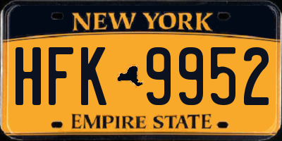 NY license plate HFK9952