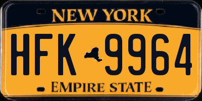 NY license plate HFK9964